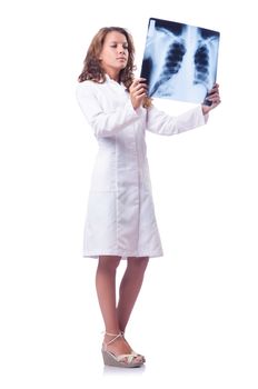 Female doctor with x-ray scan