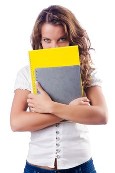 Young student isolated on the white