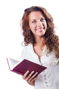 Young student isolated on the white