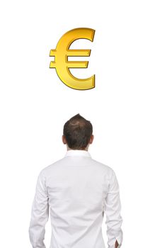 man and euro sign looking in front