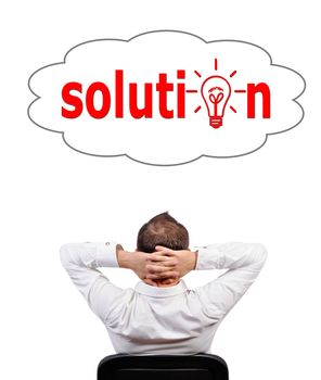 businessman sitting and cloud solution
