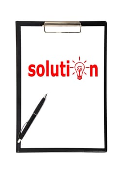 solution symbol in clipboard and pen