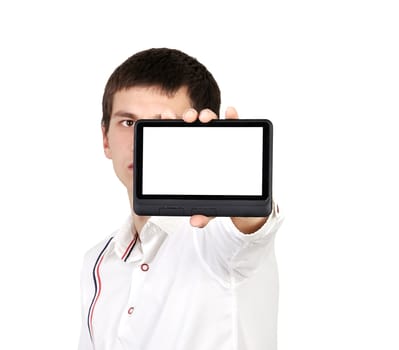 teenager with digital tablet in  hand
