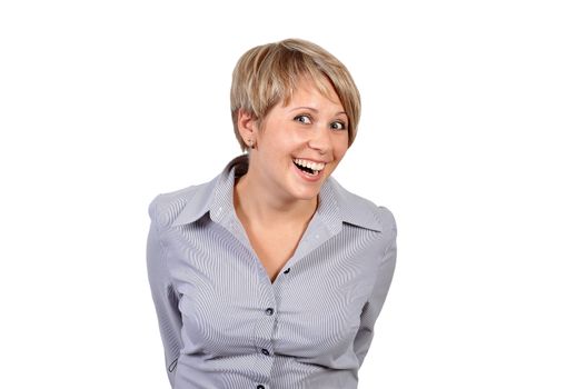 funny girl on a white background