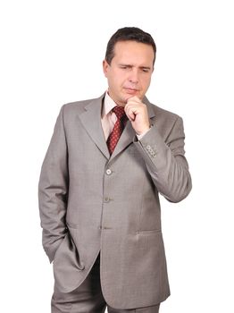 thoughtful businessman on a white background