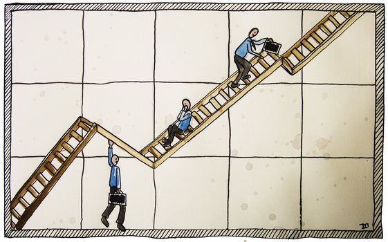 Business people climbing on success ladder