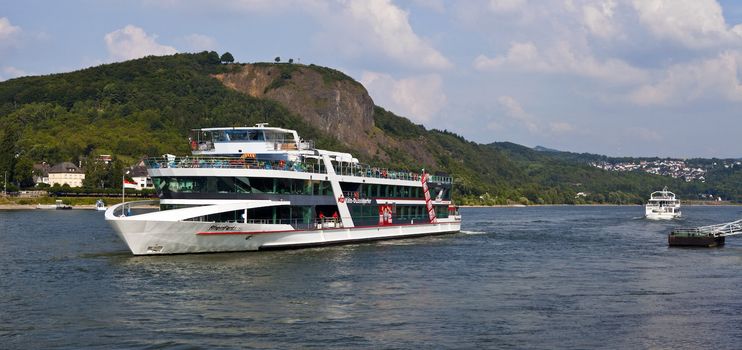 Boat trip on the Rhine river in Germany.