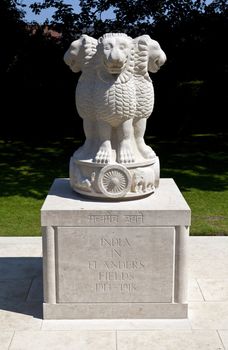 A monument/memorial dedicated to the Indian servicemen who fought in Flanders fields during the first world war.  This monument is situated at the Menin Gate in Ypres.