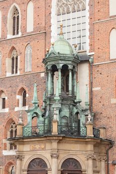 St. Mary's Basilica is a Brick Gothic church re-built in the 14th century (originally built in the early 13th century), adjacent to the Main Market Square in Kraków, Poland.