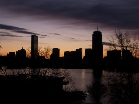 Skyline of Boston's Back Bay area seen at dawn