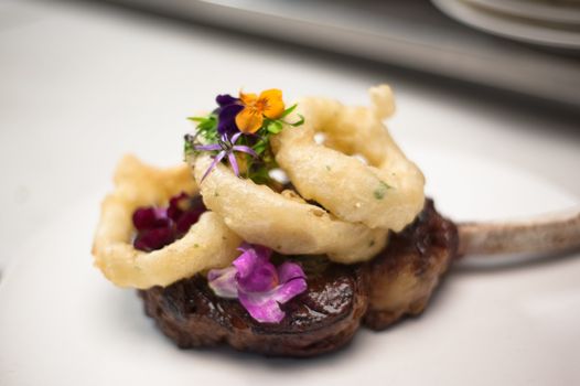 A ribeye chop prepared and ready to eat