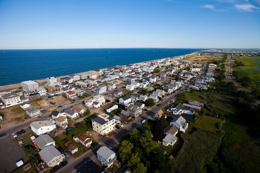 Aerial view over a suburb of Massachusetts