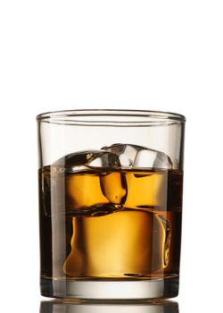 Scotch on the rocks isolated on white