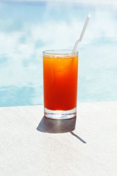 Cocktail near the swimming pool,  shallow depth of field