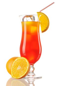 Tequila Sunrise cocktail isolated on white