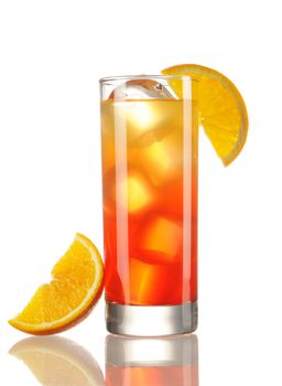 Tequila Sunrise cocktail isolated on white