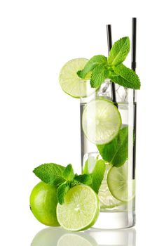 Mojito cocktail isolated on white