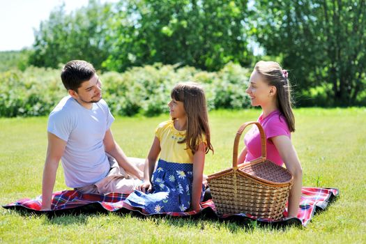 Family on picnic at sunny day