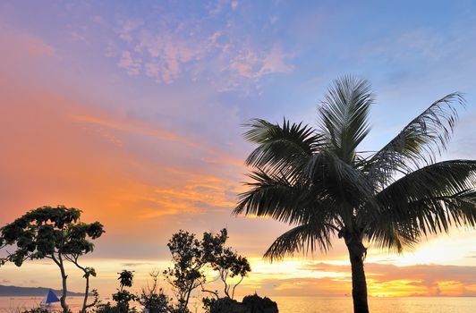 Beautiful sunset at Boracay, Philippines