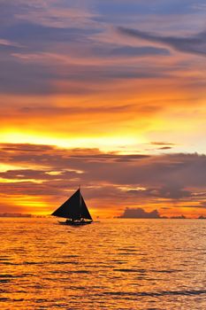 Beautiful sunset at Boracay, Philippines