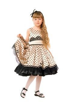 Cute little girl in a dress. Isolated