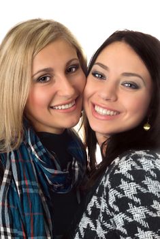 Closeup portrait of beautiful smiling young women