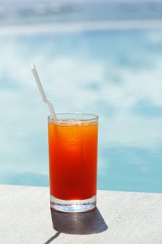 Cocktail near the swimming pool,  shallow depth of field