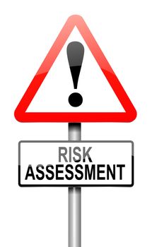 Illustration depicting a roadsign with a risk assessment concept. White background.