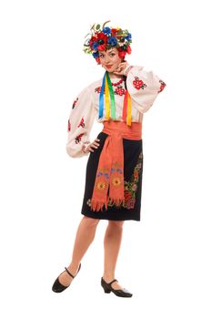 Woman in the Ukrainian national clothes. Isolated