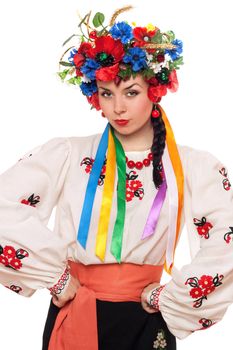 Portrait of girl in the Ukrainian national clothes