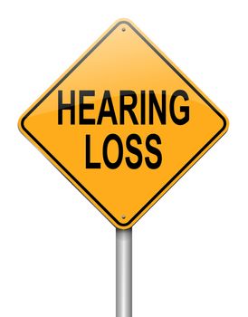 Illustration depicting a roadsign with a hearing loss concept. White background.