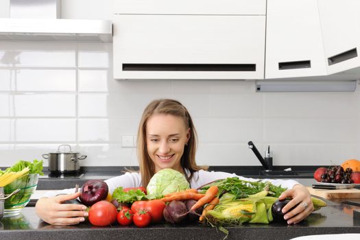Woman cooking in modern kitchen