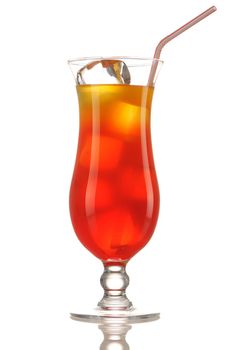 Tequila Sunrise cocktail isolated on white