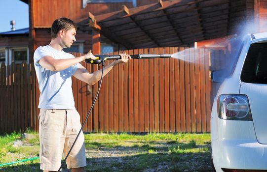 Car washing on open air