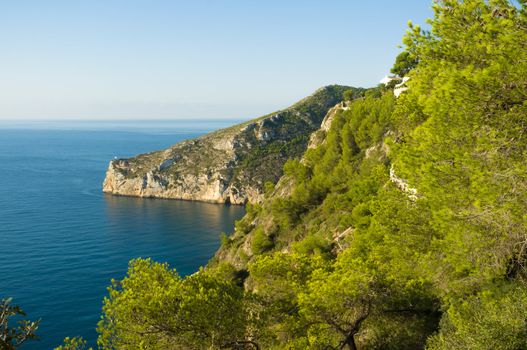 Forested Mediterranean coast near Javea, Costa Blanca, Spain