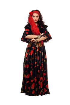 Passionate gypsy woman in a black skirt