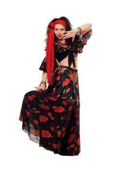 Sensual gypsy woman in a black skirt