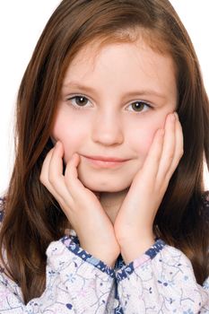 Portrait of beautiful little girl. Isolated on white