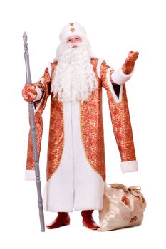 Russian Christmas character Ded Moroz (Father Frost). Isolated on white