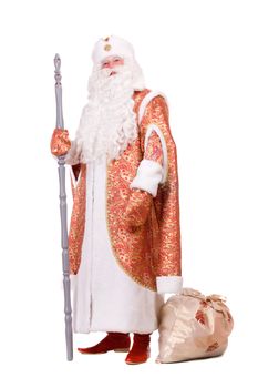 Russian Christmas character Ded Moroz (Father Frost). Isolated