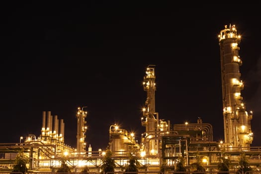 Chemical industrial in the night with beautiful lighting, Maptaphut industrial , Thailand