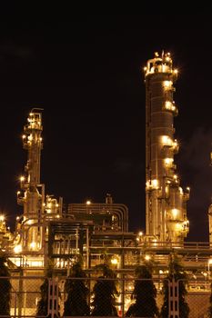 Chemical industrial in the night with beautiful lighting, Maptaphut industrial , Thailand