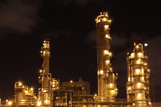 Chemical industrial in the night with beautiful lighting, Maptaphut industrial , Thailand