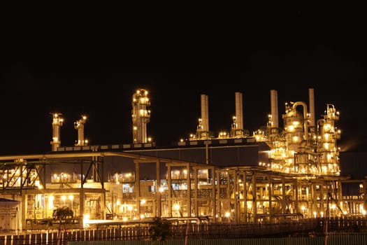 Chemical industrial in the night with beautiful lighting, Maptaphut industrial , Thailand