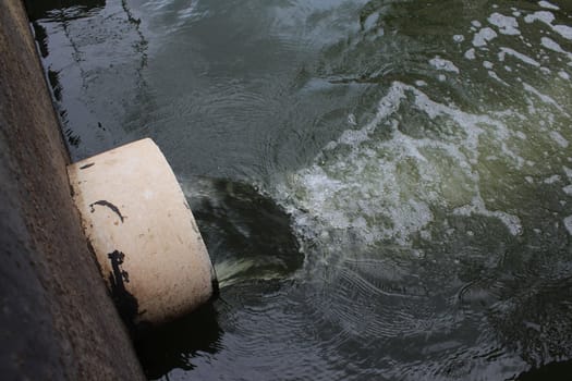 Waste water drains from pipe