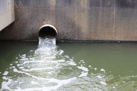 Waste water drains from pipe