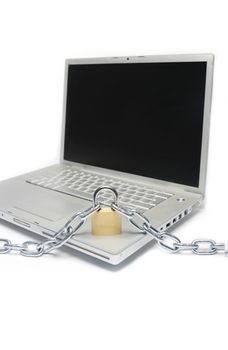 laptop and chain with padlock meaning pc safety