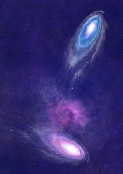 Stars and spiral galaxy in a free space