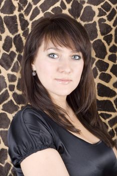 portrait of the young beauty woman in black dress
