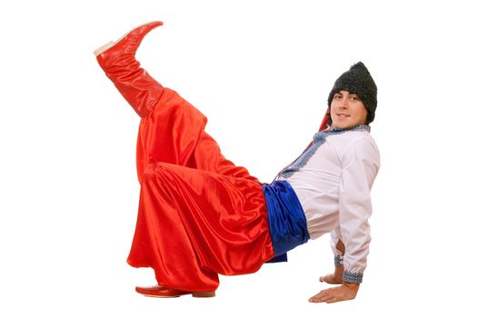 Guy in the Ukrainian national costume. Isolated